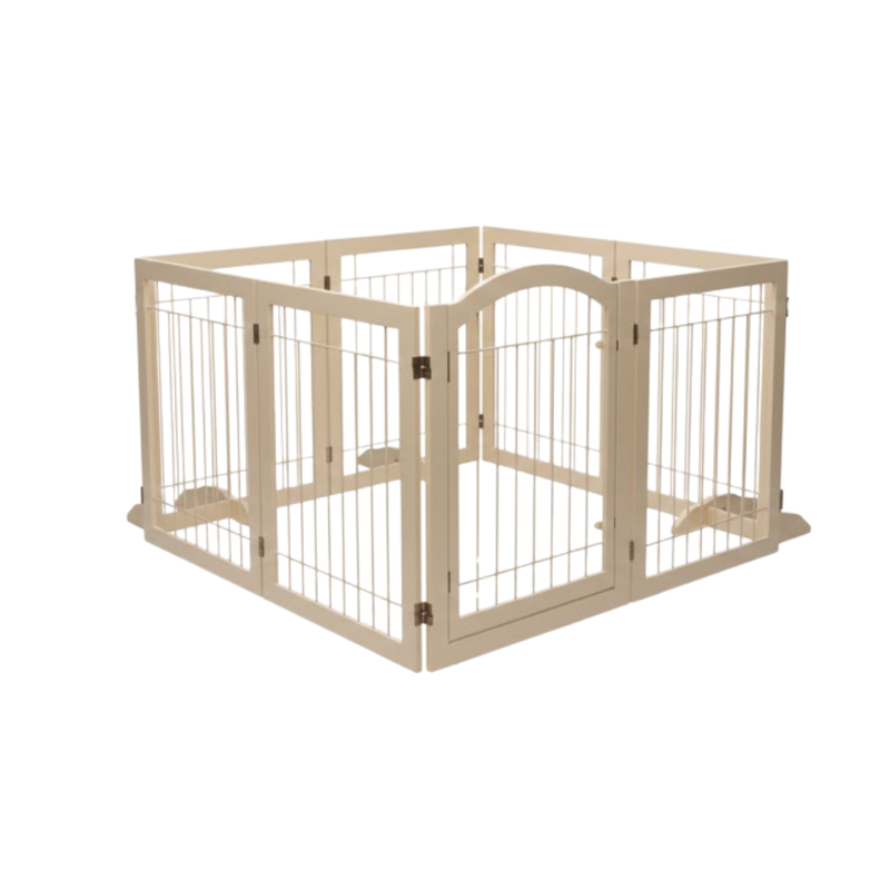 Convertible Multi-Panel Pet Gate & Playpen Enclosure with Door