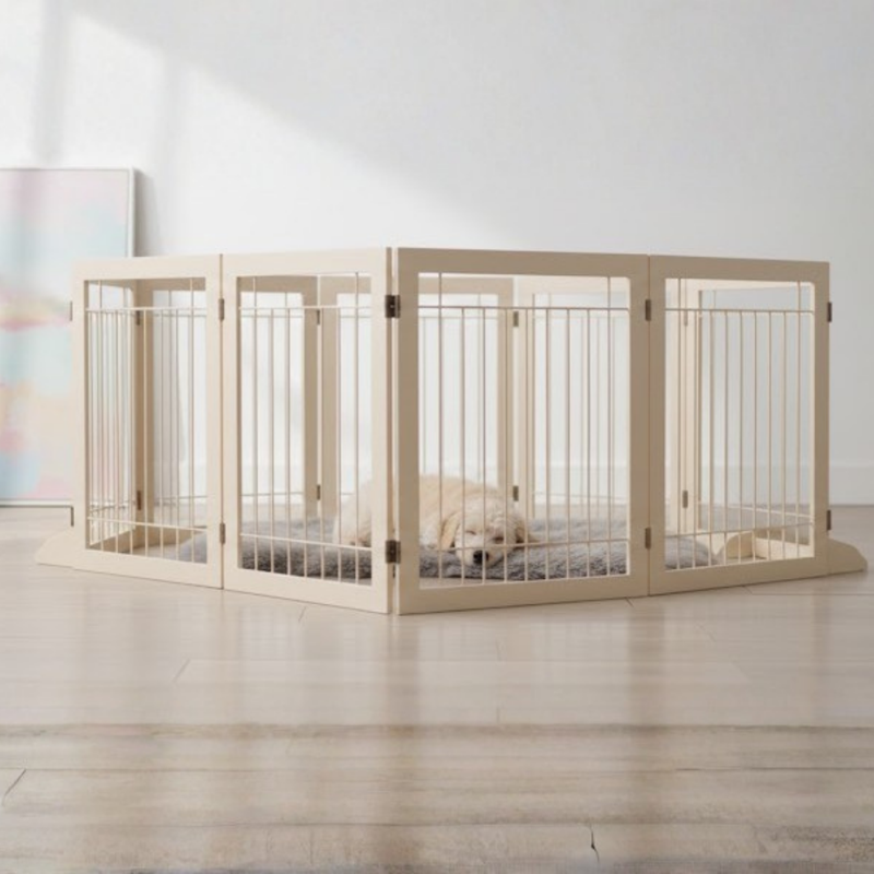 Convertible Multi-Panel Pet Gate & Playpen Enclosure with Door