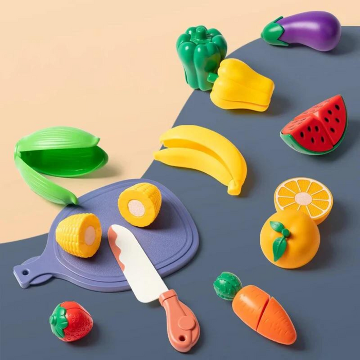 Vibrant Montessori Fruit Cutting Set, Engaging Play