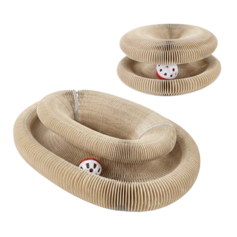 2-pc Cat Scratching Corrugated Board Toy, Accordion Shape and Ball