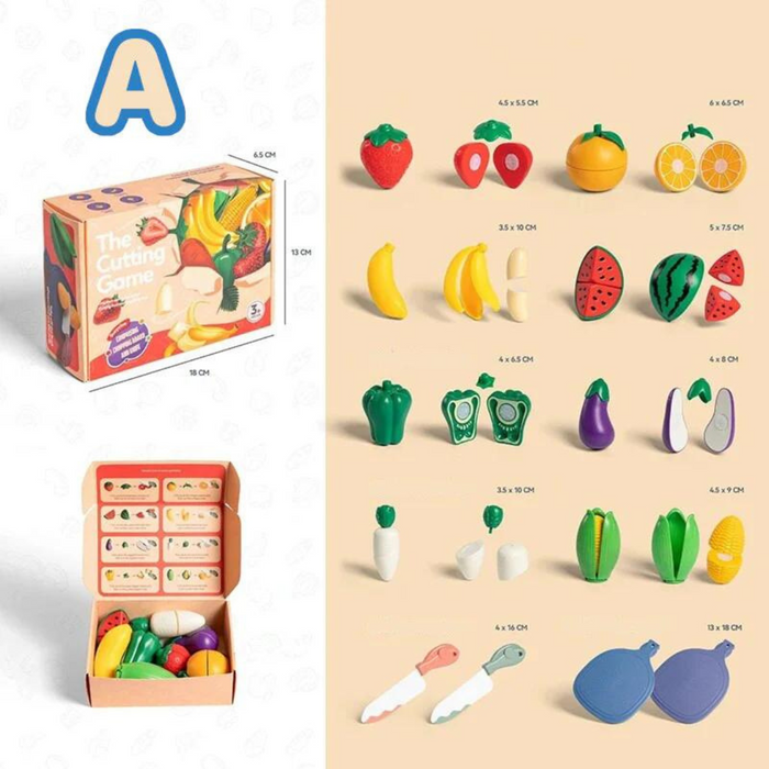 Vibrant Montessori Fruit Cutting Set, Engaging Play