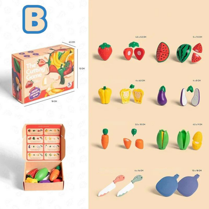 Vibrant Montessori Fruit Cutting Set, Engaging Play
