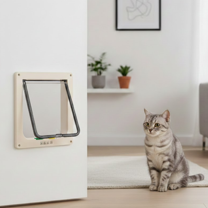 4 Way Locking Pet Door for Cats and Small Dogs with Swing Flap