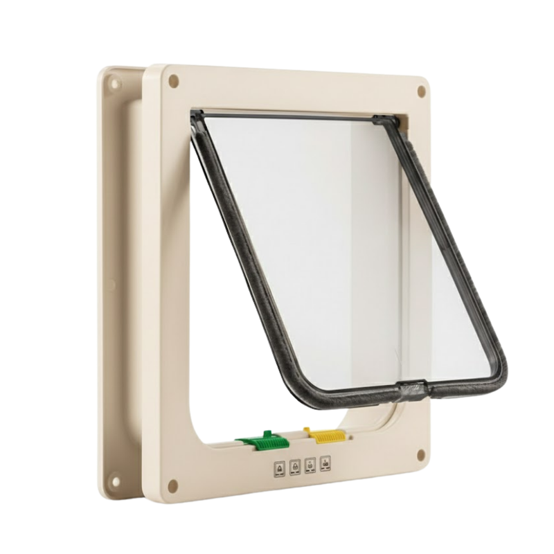 4 Way Locking Pet Door for Cats and Small Dogs with Swing Flap