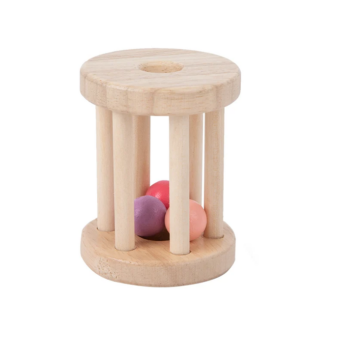 Colorful Wooden Rattle, Engaging Roller Design