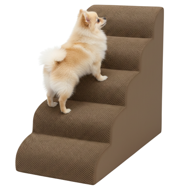 Pet Stairs for Bed and Couches 28.7” High with 5-Step Curved Foam