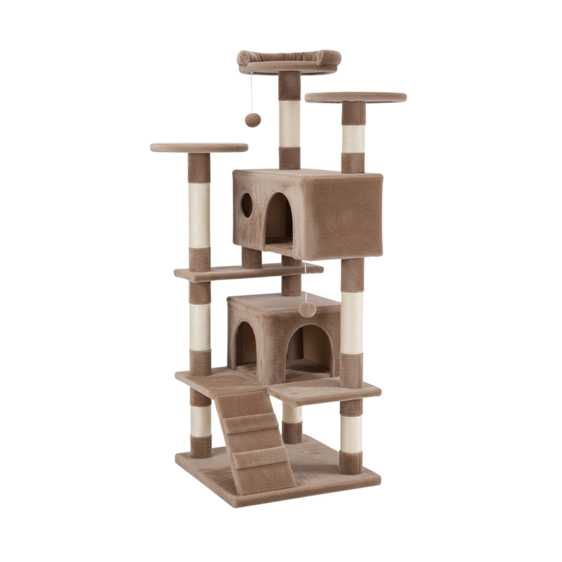 54 Inch Cat Tree with Condo, Perches, Scratching Posts and Ladder