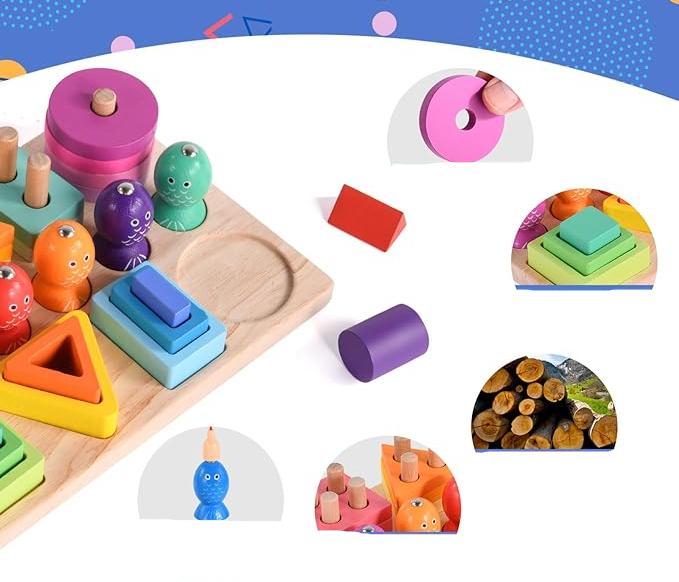 Vibrant Wooden Game, Educational and Creative