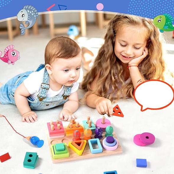 Vibrant Wooden Game, Educational and Creative