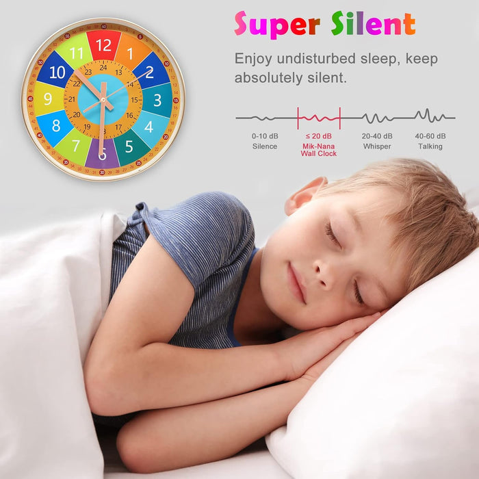 Educational Wall Clock, Independent and Quiet