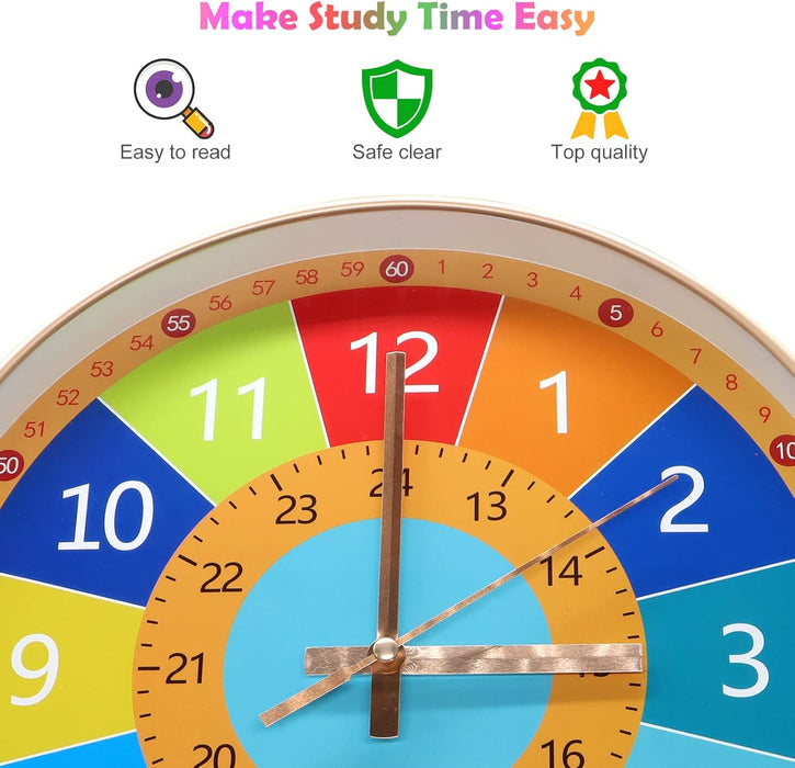 Educational Wall Clock, Independent and Quiet