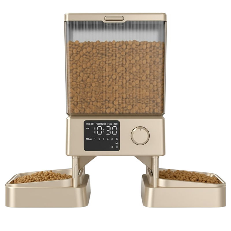 Automatic Pet Feeder with Dual Bowls and 5L Dry Food Container