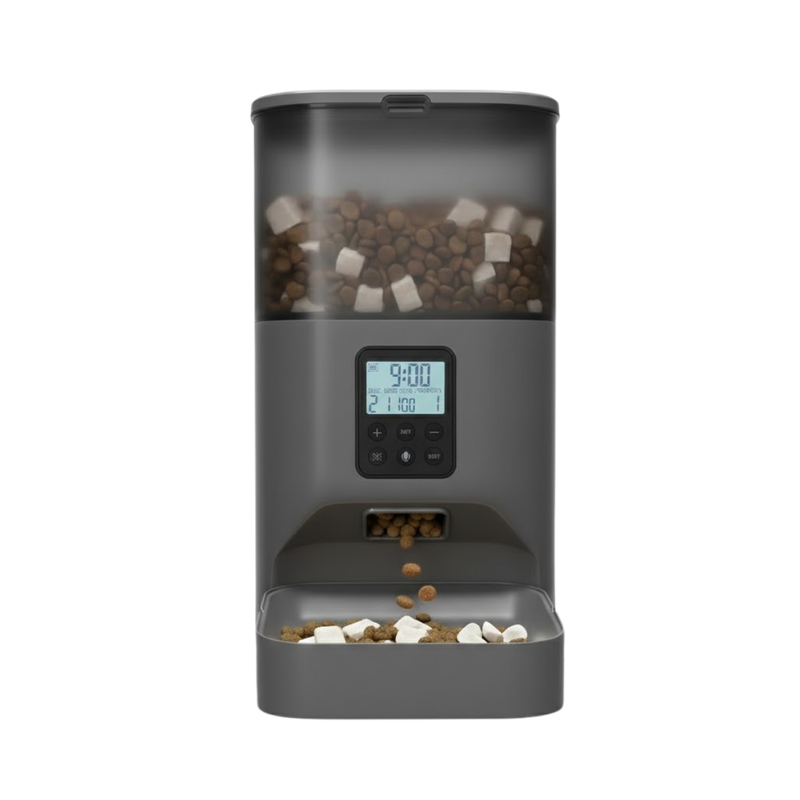 Automatic Cat & Dog Feeder 4L with Voice Recorder, Timed Feeding (Gray)