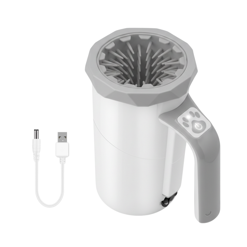 Rechargeable Pet Paw Cleaner with Rotating Silicone Brush Cup