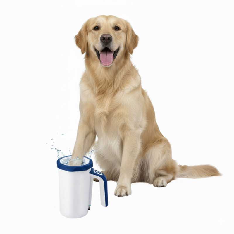 Rechargeable Pet Paw Cleaner with Rotating Silicone Brush Cup