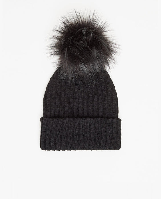 Bonnet en tricot noir (pompon interchangeable)