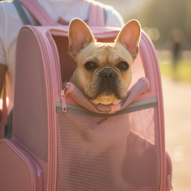 Bubble Pet Backpack Carrier with Mesh Sides and Removable Mat