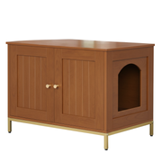 Cat Litter Box Enclosure Cabinet with Metal Frame, Table Top