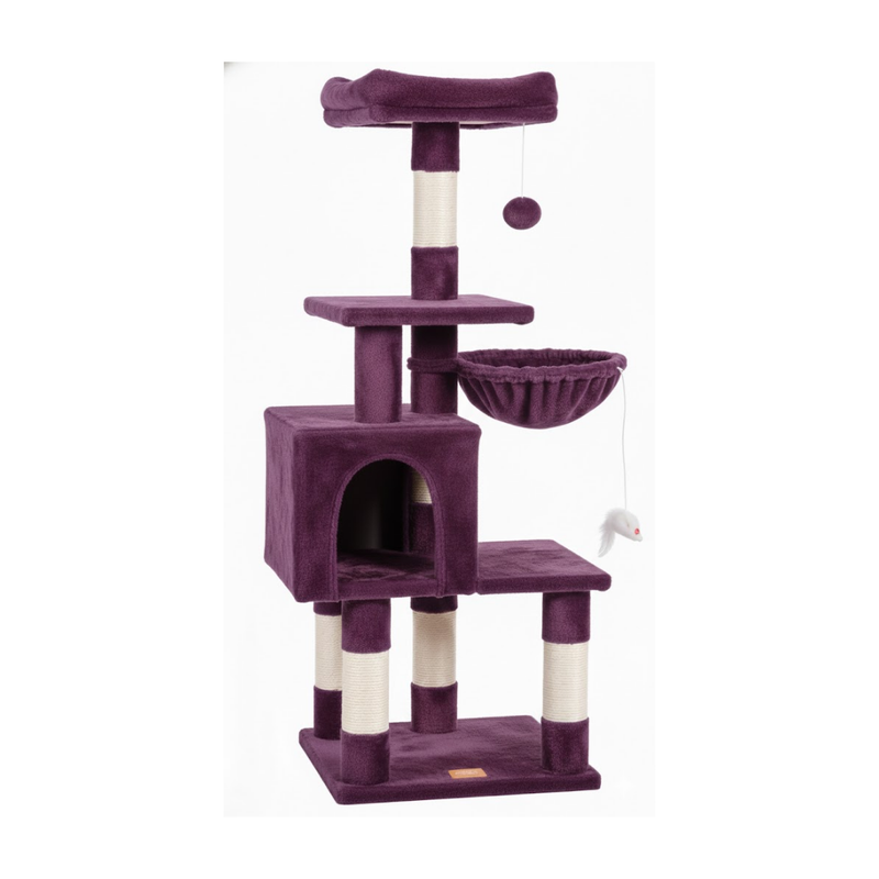 Cat Tree Tower with Condo, Hammock, Perch and Scratching Posts