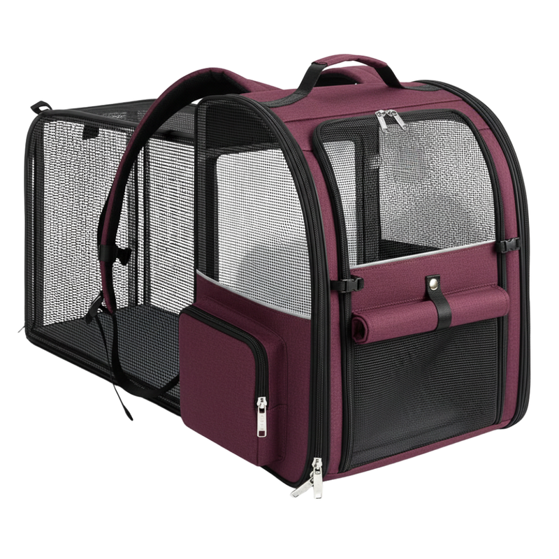 Cat Carrier Backpack With Expandable Back And Sun Shade Cover