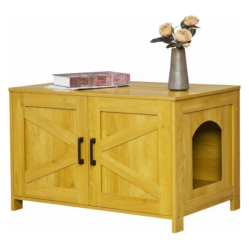 Cat Litter Box Enclosure Cabinet With Barn Door And Side Entry