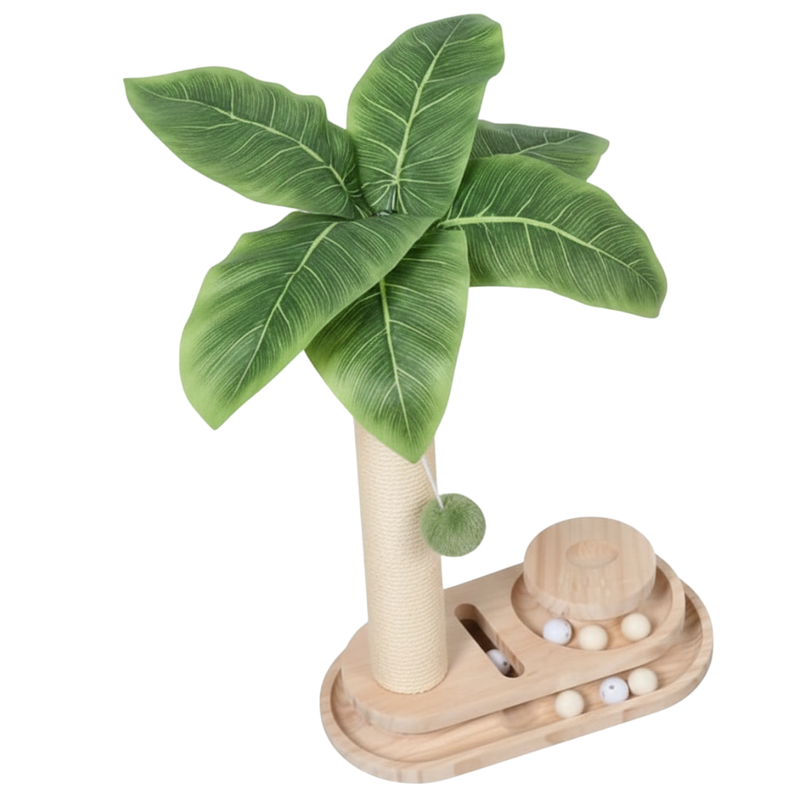 Vertical Cat Scratching Post with Sisal Pole, Dangling Ball, and Base