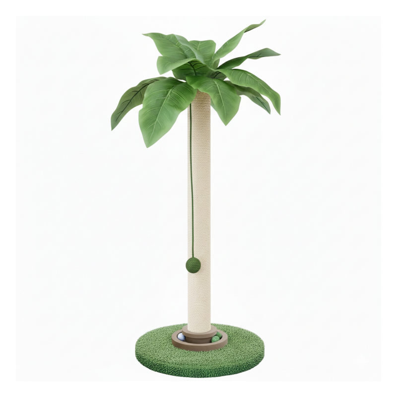 Vertical Cat Scratching Post with Sisal Pole, Dangling Ball, and Base