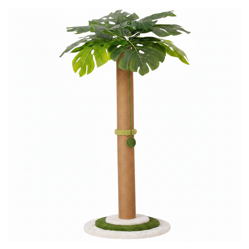 Vertical Cat Scratching Post with Sisal Pole, Dangling Ball, and Base
