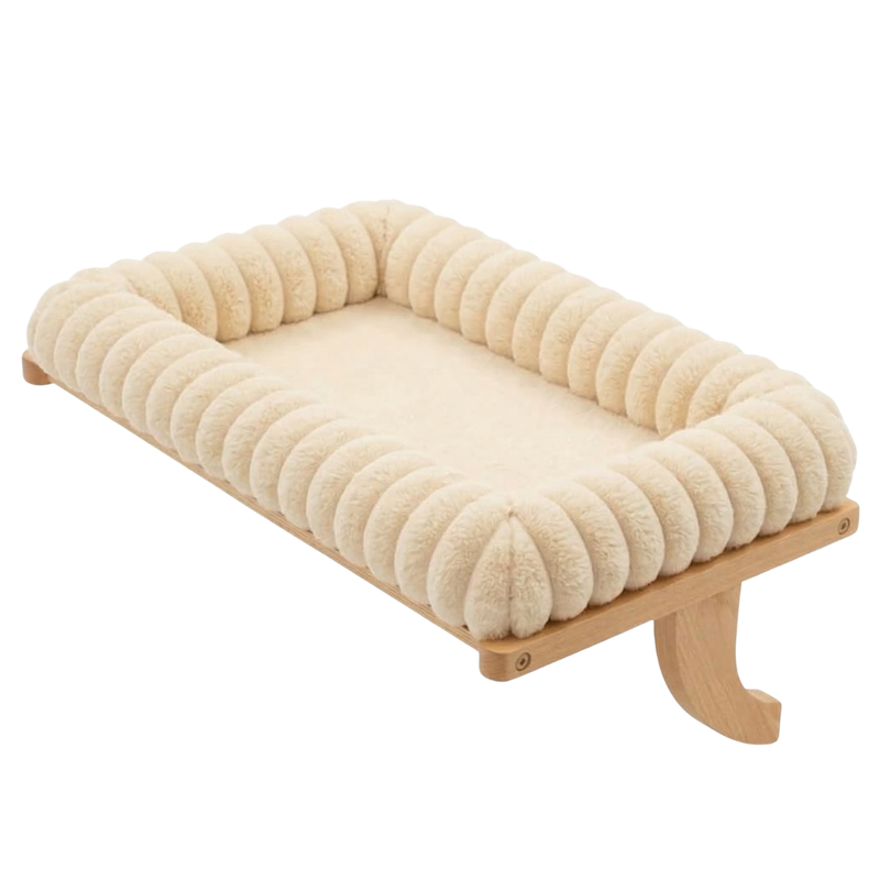 Cat Window Sill Perch with Zipper Cushion, Wood and Metal Frame