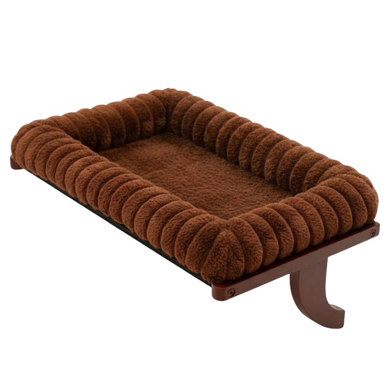 Cat Window Sill Perch with Zipper Cushion, Wood and Metal Frame