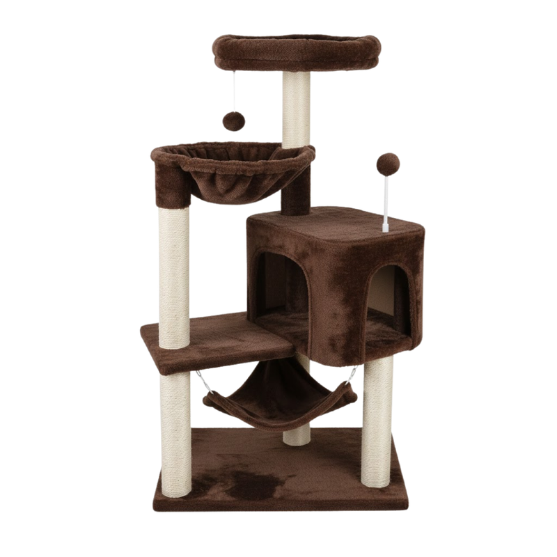Cat Tree Tower with Condo, Hammock, and Sisal Scratching Posts