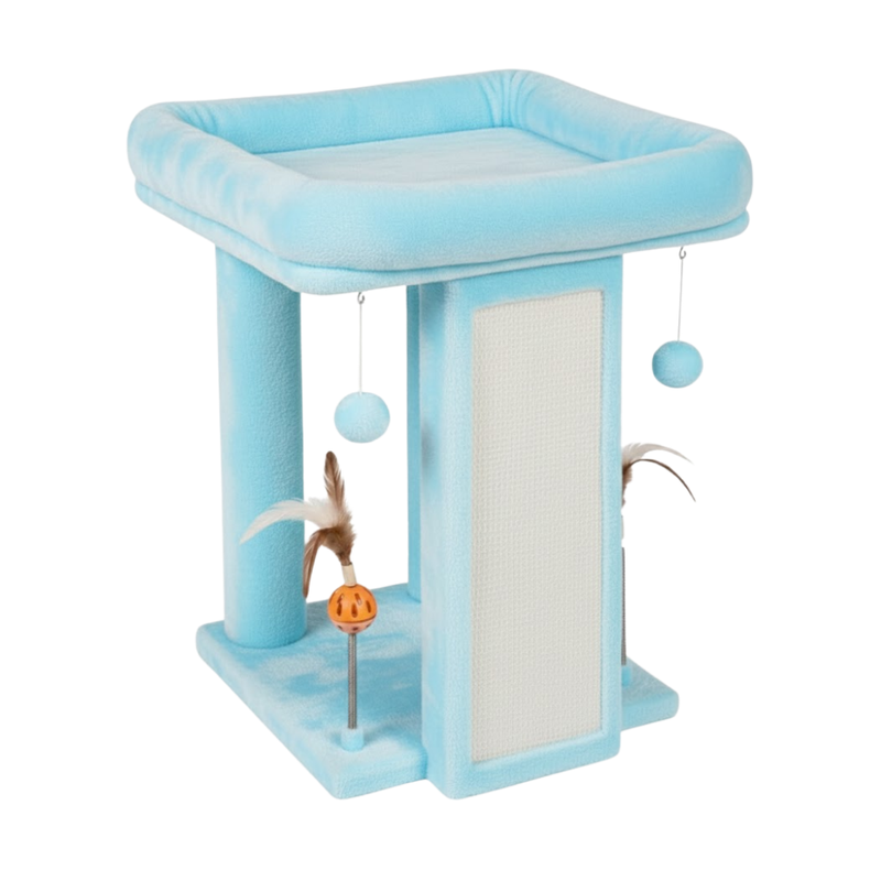 Cat Tree Tower with Raised Platform, Scratching Board and Toys