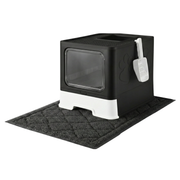 Covered Cat Litter Box with Top Exit, Mat and Scoop Included