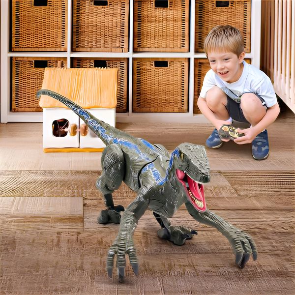 Remote Control Dinosaur Velociraptor Toy with Lights and Sounds