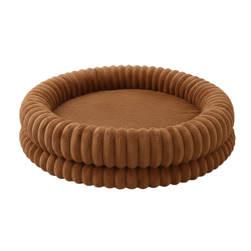Donut Shaped Pet Bed, Round with Raised Edge and Anti-Slip Base