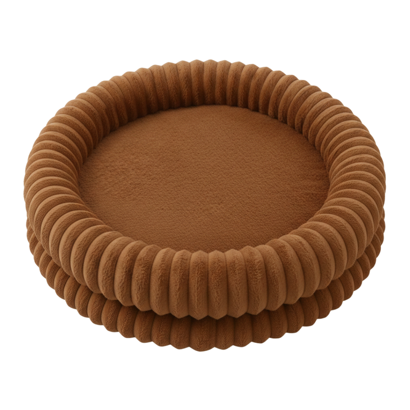 Donut Shaped Pet Bed, Round with Raised Edge and Anti-Slip Base