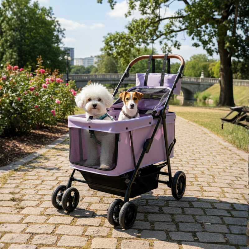 Dog Stroller for Large & Medium Dogs with Foldable Ventilated Cabin