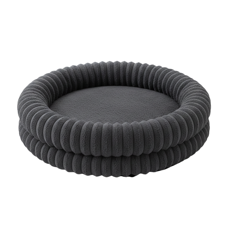 Donut Shaped Pet Bed, Round with Raised Edge and Anti-Slip Base