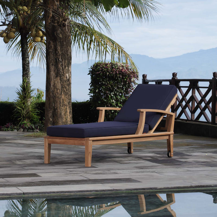 Marina Outdoor Patio Teak Single Chaise