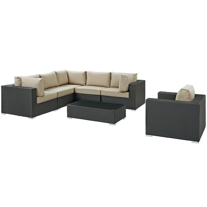 Sojourn 7 Piece Outdoor Patio Sunbrella® Sectional Set