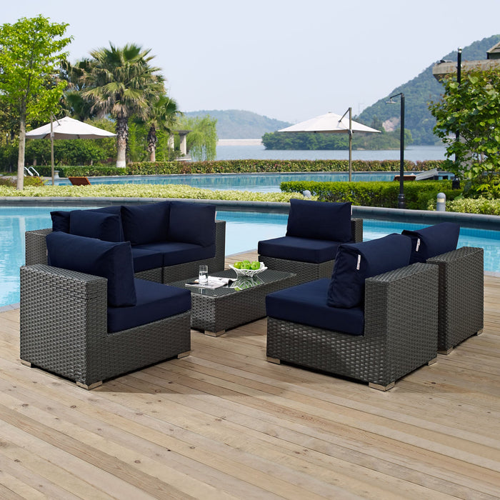 Sojourn 7 Piece Outdoor Patio Sunbrella® Sectional Set