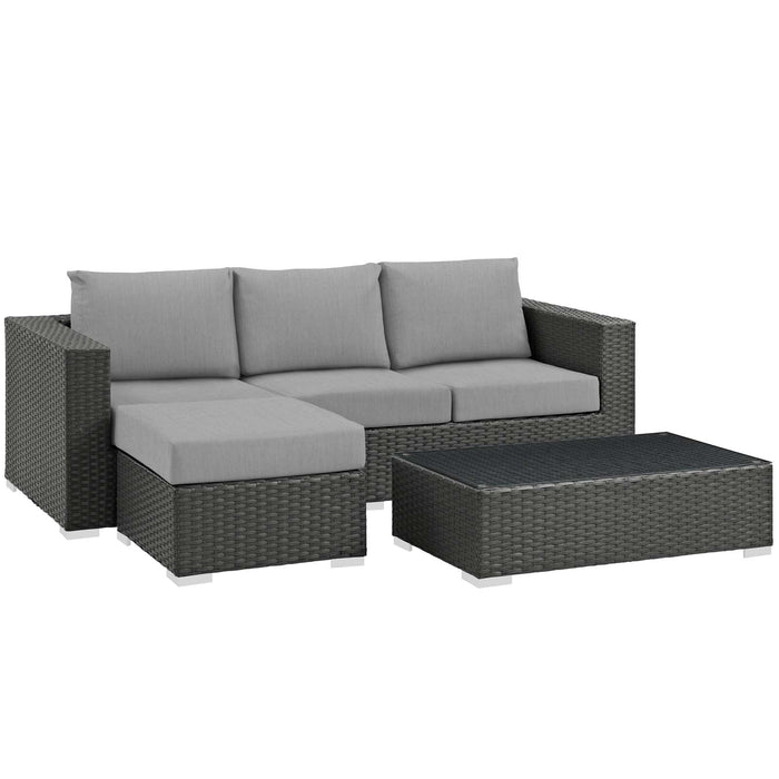 Sojourn 3 Piece Outdoor Patio Sunbrella® Sectional Set