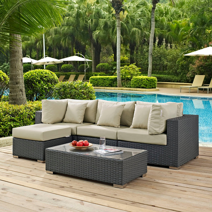 Sojourn 5 Piece Outdoor Patio Sunbrella® Sectional Set