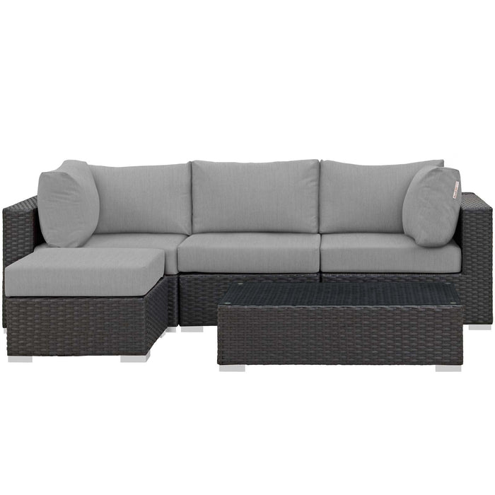 Sojourn 5 Piece Outdoor Patio Sunbrella® Sectional Set