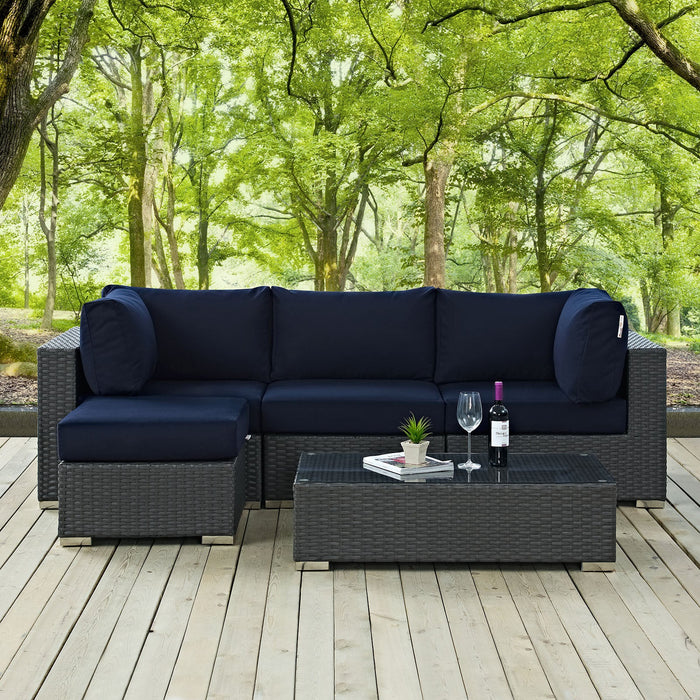 Sojourn 5 Piece Outdoor Patio Sunbrella® Sectional Set