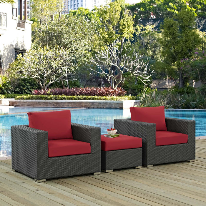 Sojourn 3 Piece Outdoor Patio Sunbrella® Sectional Set