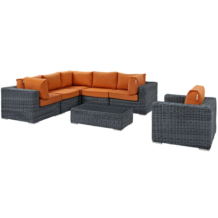 Summon 7 Piece Outdoor Patio Sunbrella® Sectional Set