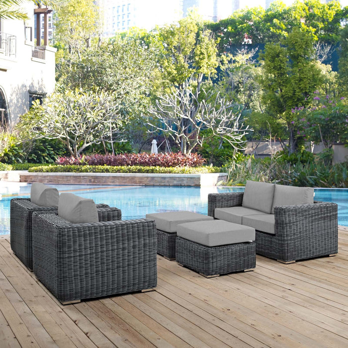 Summon 5 Piece Outdoor Patio Sunbrella® Sectional Set