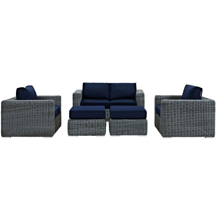 Summon 5 Piece Outdoor Patio Sunbrella® Sectional Set