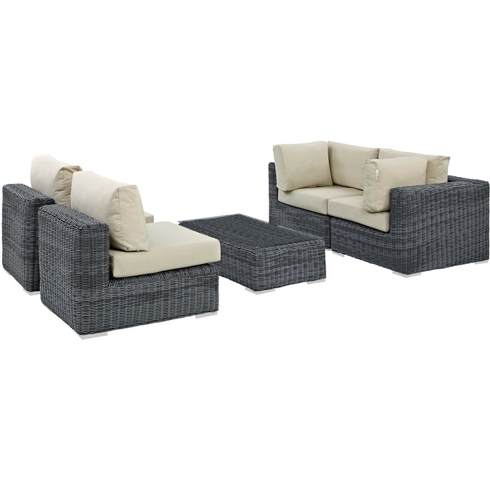 Summon 5 Piece Outdoor Patio Sunbrella® Sectional Set